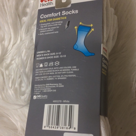 Cvs health comfort socks crew length unisex 2pair - Picture 3 of 3